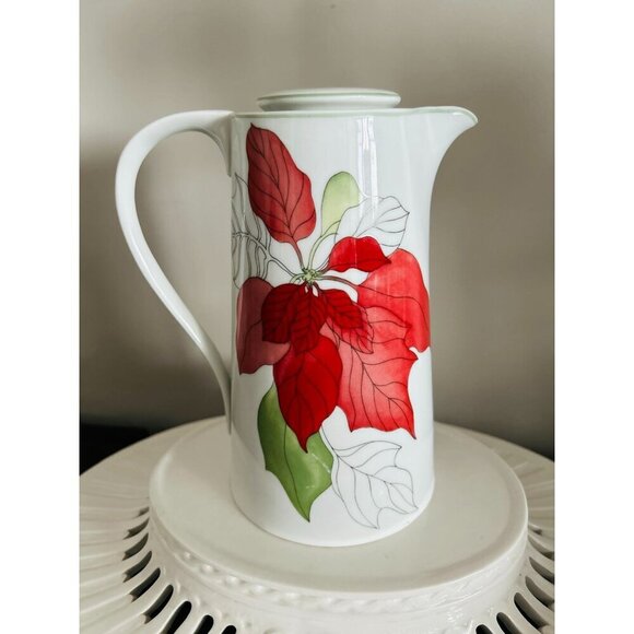 Block Spal Poinsettia Coffee Pot by Mary Lee Garten 10" - Picture 2 of 11